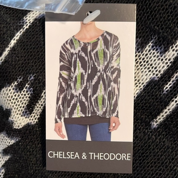 🌹NWT: CHELSEA & THEODORE LIME SALT MULTI BLOUSE - Picture 9 of 12
